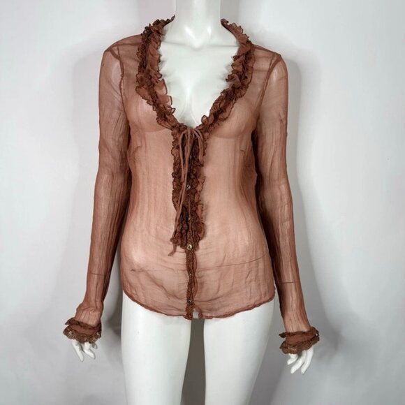 VINTAGE DOLCE & GABBANA SHEER SILK TOP - Picture 1 of 6